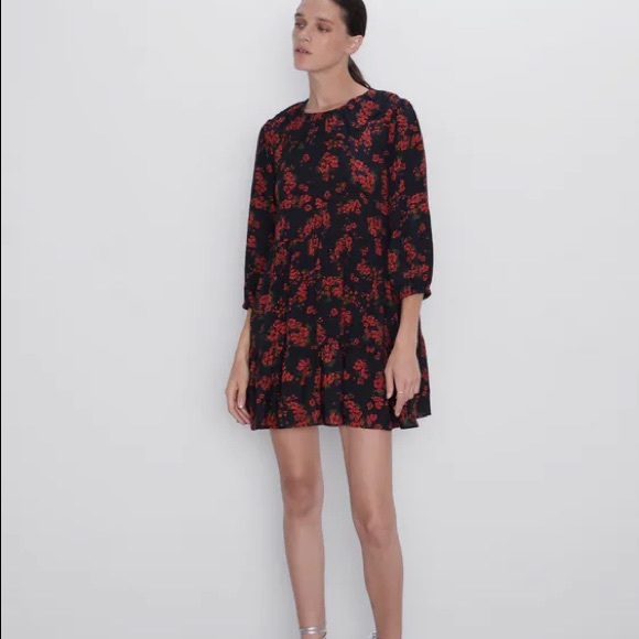 Zara Floral Print Dress With Ruffle Ruffled Dress Zara Floral Print Dress Red Off Shoulder Red Zara Floral Print Dress With Ruffle Ruffled Dress Zara Floral Print Dress Red Off Shoulder Red